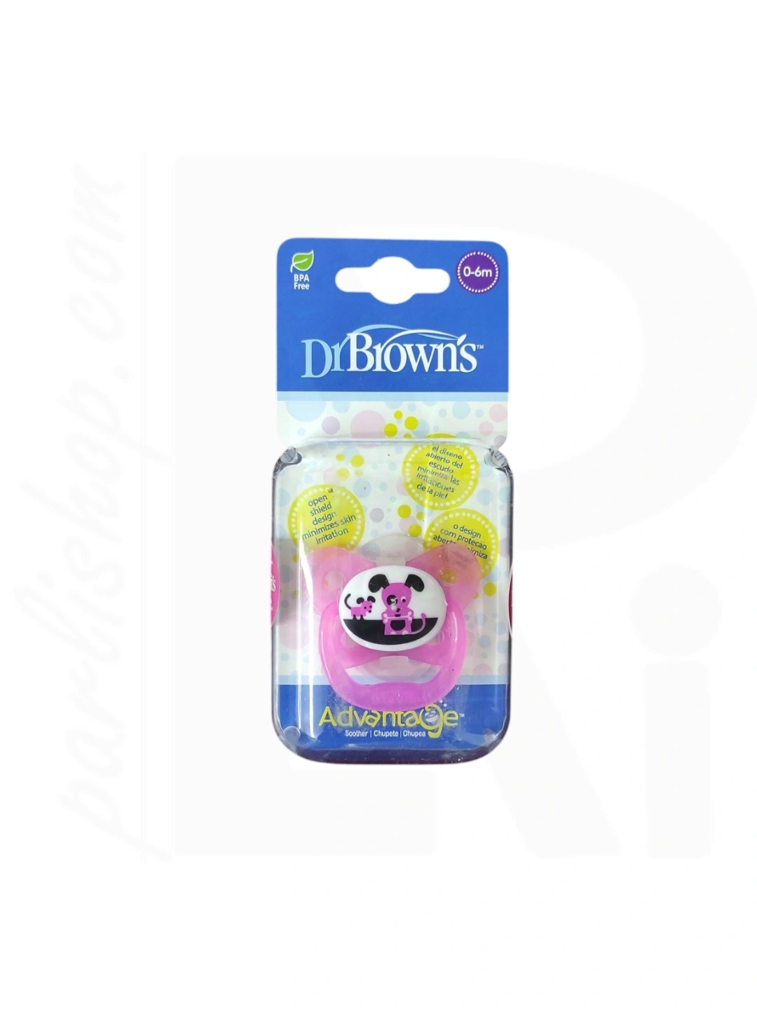 پستانک صورتی طرح دار ارتودنسی 6-0 ماه DR.Browns